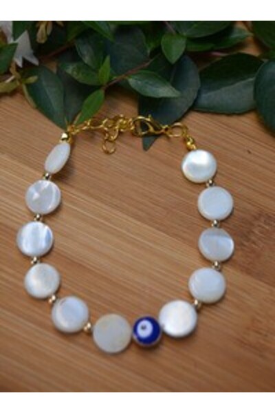 Stoneage Evil eye beaded bracelet - white -