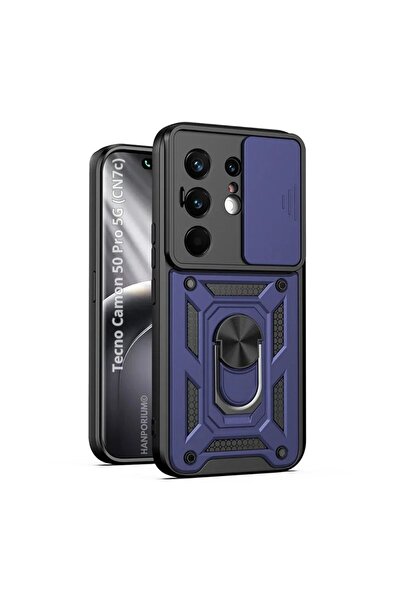 HANPORIUM Tecno Camon 50 Pro 5G Uyumlu Tank Kılıf - Extra Darbe Koruma Zırhlı Outdoor Kapak - Lacivert