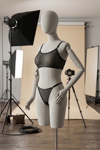 Siyah Transparan Tül Bralet Tanga İç Giyim Takımı