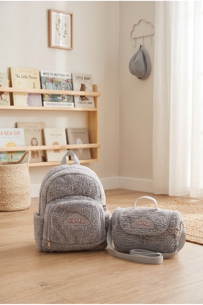Hevi Kids Hevikids Kişiye Özel İsimli Tavşan Kulaklı Gri Peluş 2'li Çocuk Çan...