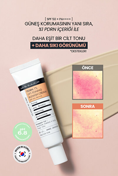 DERMA FACTORY %1 PDRN Cilt Tonu Eşitleyici Sıkı görünüm destekleyen BB Krem SPF50+ PA++++ LIFT-TONING BLEMISH CREAM
