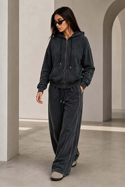 FashionForYou Oversized cotton tracksuit CATANIA, with hood and loose trouser...