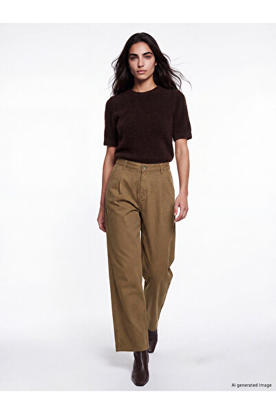 LC Waikiki Trendlucky Wideleg Women's Jean Pants with a Difference in Color