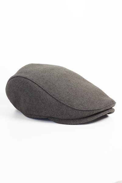 Capstories Men's Gray Wool Fabric Cap – Autumn Winter Classic Model Standard Size Hat (Fits M-L)