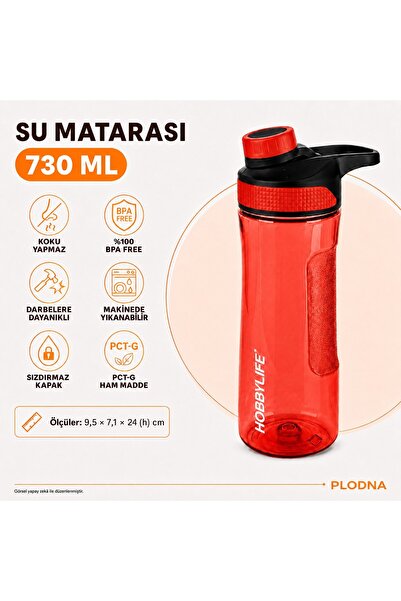 Plodna House 730 ml PCT-G Su Matarası Suluk – Sızdırmaz Kapaklı, BPA İçermez,...