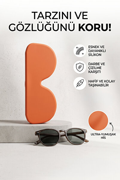 Kapin Slikon Gözlük ve Güneş Gözlüğü Koruyucu Kılıf - Gözlük Kabı - Turuncu