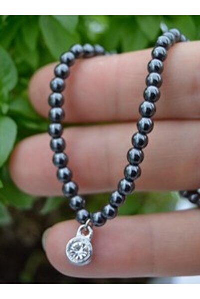 Stoneage 4 mm Hematite Stone Necklace - Gray -