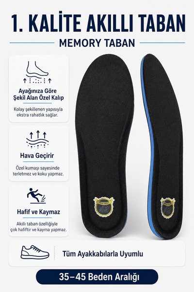 Zapatos JY001 Memory Foam Hafızalı Darbe Emici Konforlu Ayakkabı Tabanlığı (K...