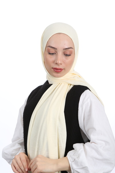 QÜB-AR 185x70 cm Overloklu Viskon Penye Şal - Terletmeyen Kolay Şekil Alan Günlük Şal