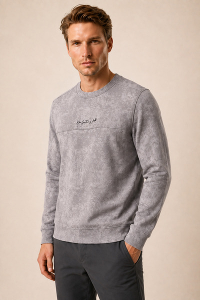 Redline Continu Men's Winter Regular Fit Crew Neck Sweatshirt Gray