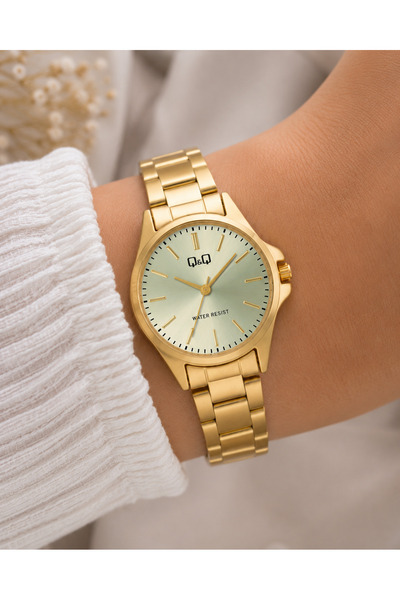 Q&Q Women's Wristwatch Gold Color Casual and Stylish Combination Japanese Mac...