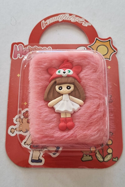 Modellino Çanta Kartelalı 3D Figürlü Mini Tüylü Peluş Not Defteri 6x7cm Renkl...