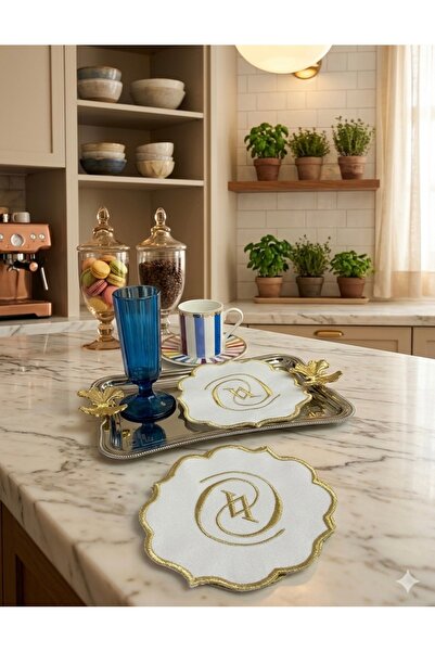 ESDEKORAMA W Model Gold Coffee Presentation Napkin, Coaster