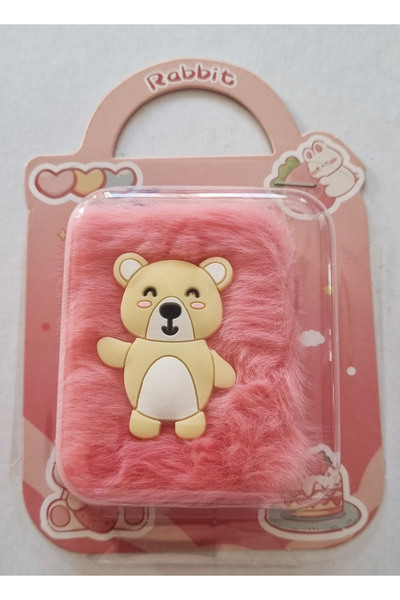 Modellino Çanta Kartelalı 3D Figürlü Mini Tüylü Peluş Not Defteri 6x7cm Renkl...