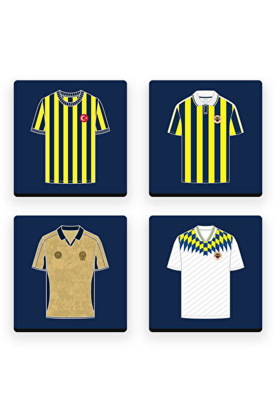Fenerbahçe Retro Jerseys Wooden Coasters (Set of 4) - Licensed Original