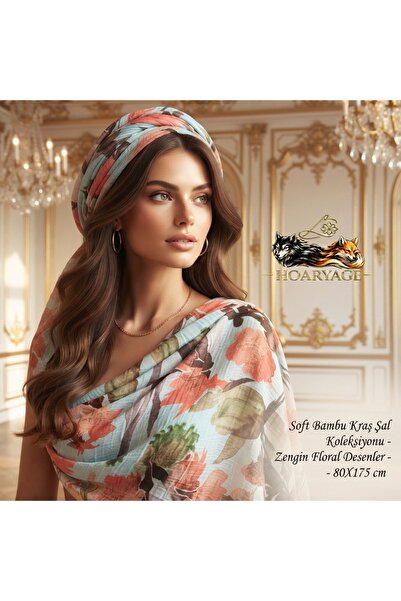 hoaryage Bambu Soft Kraş Shawl Collection - Rich Floral Patterns - 80X175 cm