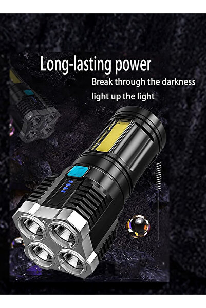 Generic مصباح يدوي LED خارجي - مصباح يدوي عالي الكثافة قابل لإعادة الشحن بأرب...
