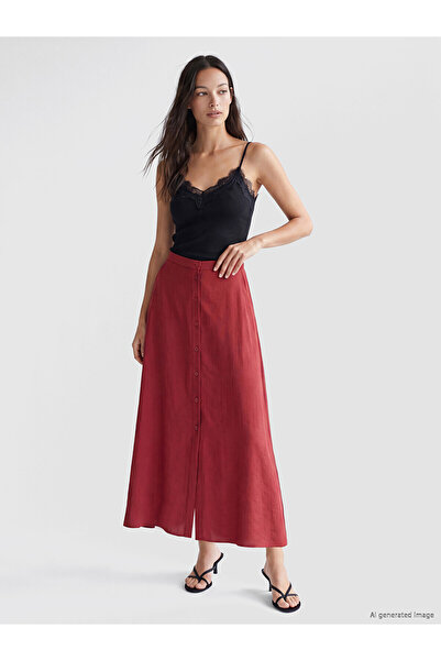 LC Waikiki Alita City A-Line Skirt with Elastic Waist and Contrast Trim
