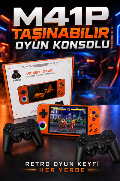 L'eDoren M41P Taşınabilir Retro Oyun Konsolu 4.2 İnç Ekran 30 Emülatör Çift K...