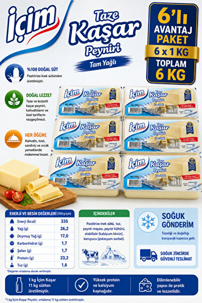 İçim Kaşar Peyniri 1000gr x 6 adet
