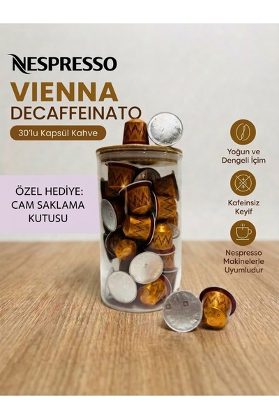 Nespresso كبسولات قهوة فيينا ديكافيناتو 3×10 مع هدية