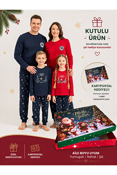 Rolypoly Anne Kız Baba Oğul Mutlu Yıllar Kutulu Yılbaşı Konsept Kar Küreli Ai...