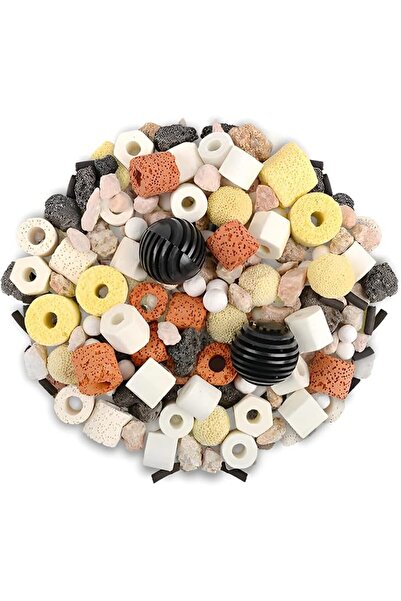 ALMEKAQUZ Biological Filter Media Set - Bio Balls, Ceramic Rings With Mesh Ba...