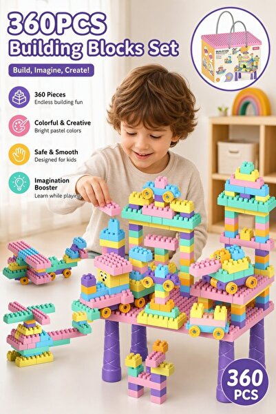 Generic 360 Pcs Plastic Double Sided Activity Table Building Blocks Set Compa...