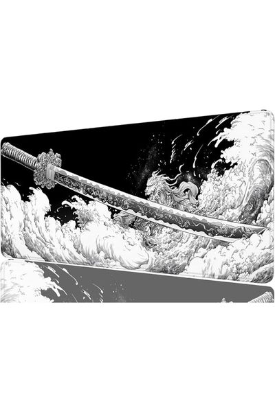 KASTWAVE لوحة ماوس للألعاب بتصميم سيف الساموراي الياباني، وسادة مكتب كبيرة بت...
