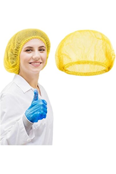 Sumbow 100 قطعة من أغطية الشعر التي تستخدم لمرة واحدة، أغطية رأس صفراء مرنة غ...