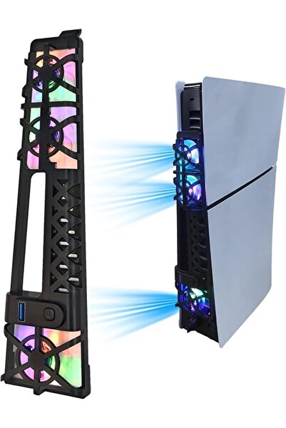 MAKINGTEC مروحة تبريد لجهاز PS5 Slim، مروحة تبريد محسنة وهادئة مع إضاءة LED ل...