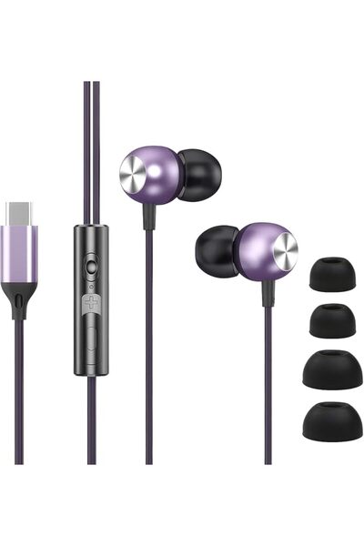 NALACAL سماعات أذن USB-C، سماعات سلكية داخل الأذن من النوع C مع مضخم صوت، صوت...