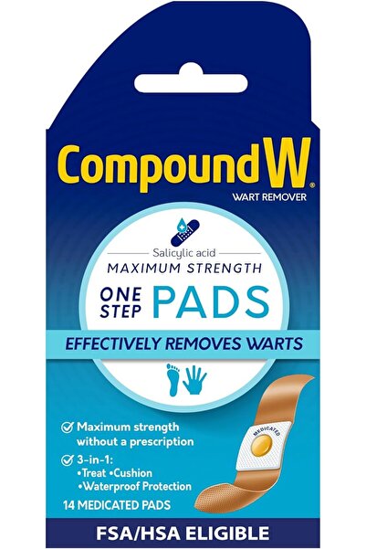 Compound W وسادات ون ستيب |   مزيل الثآليل بحمض الساليسيليك |   14 قطعة (عبوة...