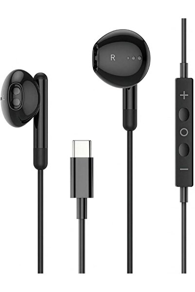T Tersely سماعات أذن سلكية USB C مع ميكروفون باللون الأسود