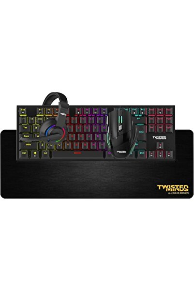 Twisted Minds 4-in-1 Gaming Bundle – TM-FUSION-X - 87-Key Wired Mechanical Ke...