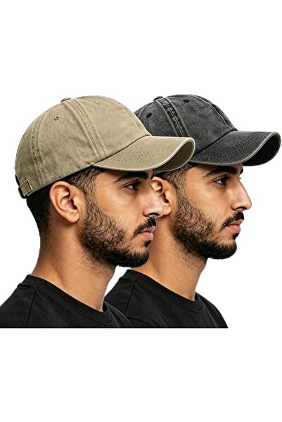 GENERAL قطعتان من قبعات البيسبول للجنسين، قبعات بيسبول قطنية مغسولة بتصميم عت...