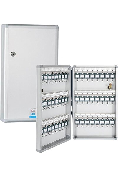 Beauenty 48 Position Key Cabinet, Wall Mounted Keys Safe Box with Hooks and T...