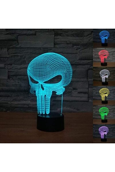3D Light مصباح ليلي ثلاثي الأبعاد على شكل جمجمة بونيشر، مصباح مكتب LED متغير ...