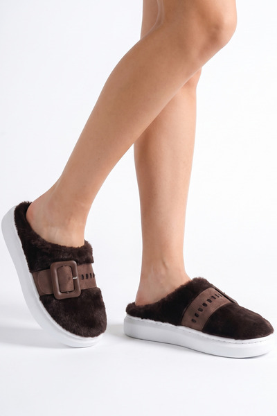 Step Stones Γυναικείες βελούδινες παντόφλες σπιτιού με λεπτομέρεια αγκράφας |...