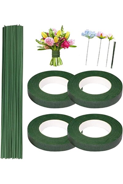 Goodern 4 Roll Floral Tapes and 40 Pcs Floral Stem Wire,Waterproof Floral Tap...