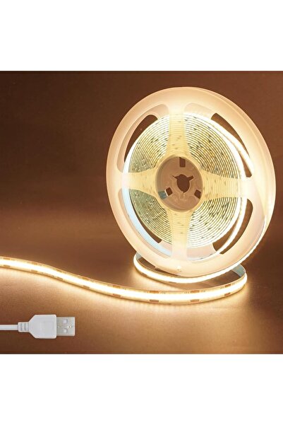 GENERAL شريط إضاءة LED بتقنية COB بجهد 5 فولت USB، طول 16.4 قدم/5 متر، أبيض د...
