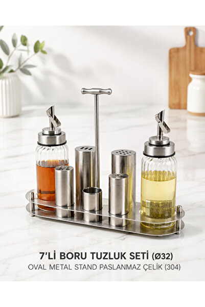 Genel Markalar 7'Lİ BORU TUZLUK SETİ (Ø32) OVAL METAL STAND