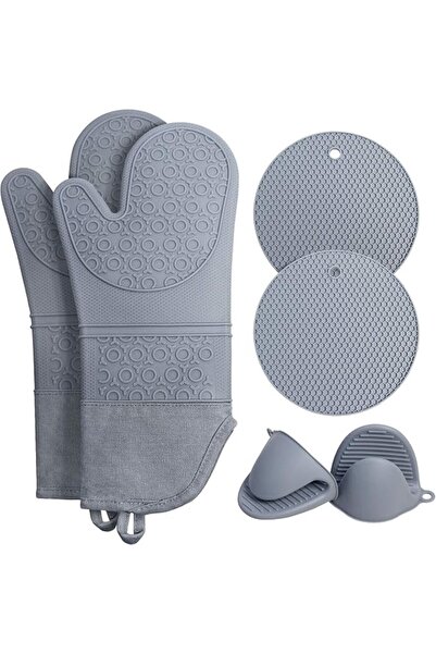 ALMEKAQUZ Extra Long Oven Mitts and Pot Holders Sets, Oven Mitts and Hot Pads...