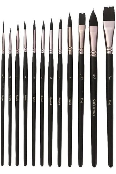 SYOSI 12 Pieces Watercolor Paint Brushes, Intermediate Series, Synthetic Nylo...