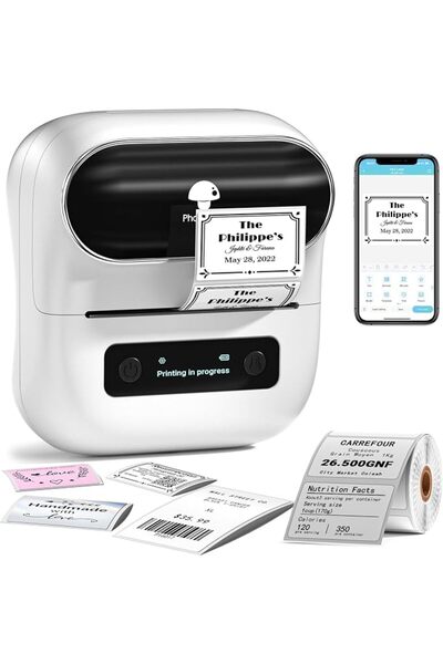 Phomemo M220 Label Maker, 3 Inch Barcode Label Printer, Portable Sticker Make...