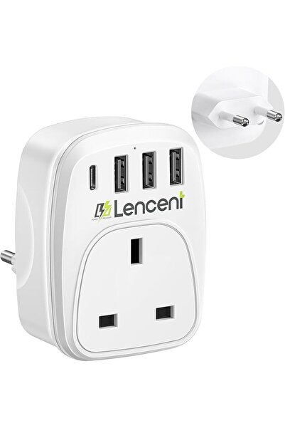 LENCENT محول كهربائي من المملكة المتحدة إلى الاتحاد الأوروبي، محول سفر أوروبي...