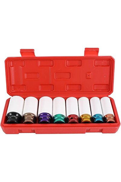 Lawazim Lug Nut Socket Set -8 Piece- CR-MO Steel, Metric Sizes 15-27mm, Doubl...