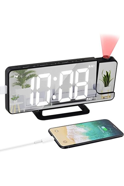 MAKINGTEC ساعة منبه بخاصية العرض، ساعة منبه رقمية LED، ساعة منبه بمرآة، ساعة ...