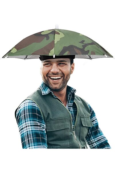 SYOSI 27 Inch Foldable Fishing Umbrella Hat, Camouflage Hands-Free Sun Hat wi...
