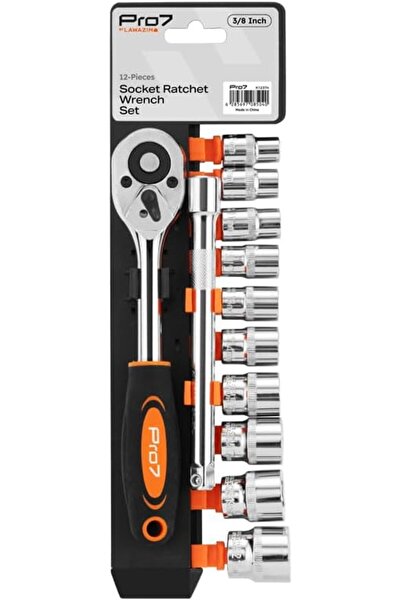 Lawazim Pro7 Heavy Duty Ratchet Wrench Set - 12 Piece 3/8inch - Chrome Vanadi...
